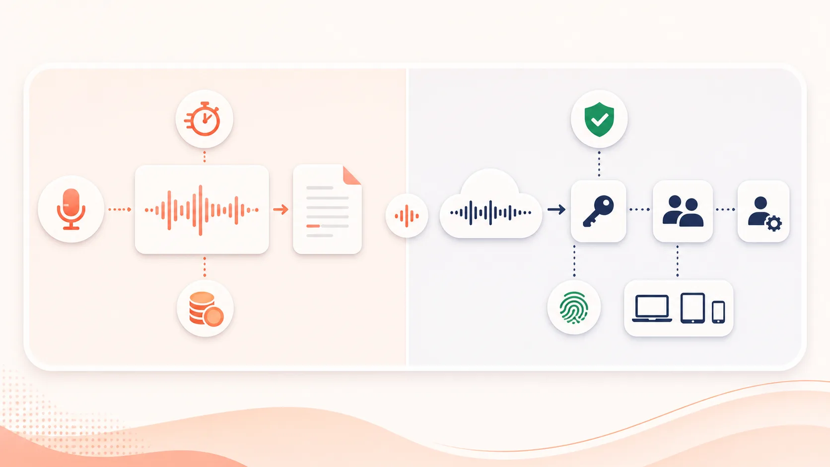 速度とコストを重視するクラウド音声入力とエンタープライズ統制を重視するクラウド音声入力の比較図